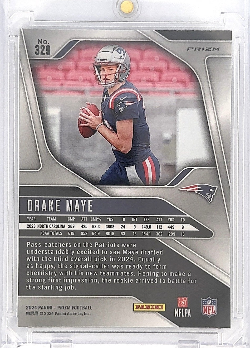 2024 Panini Prizm Drake Maye [Silver] #329 — back