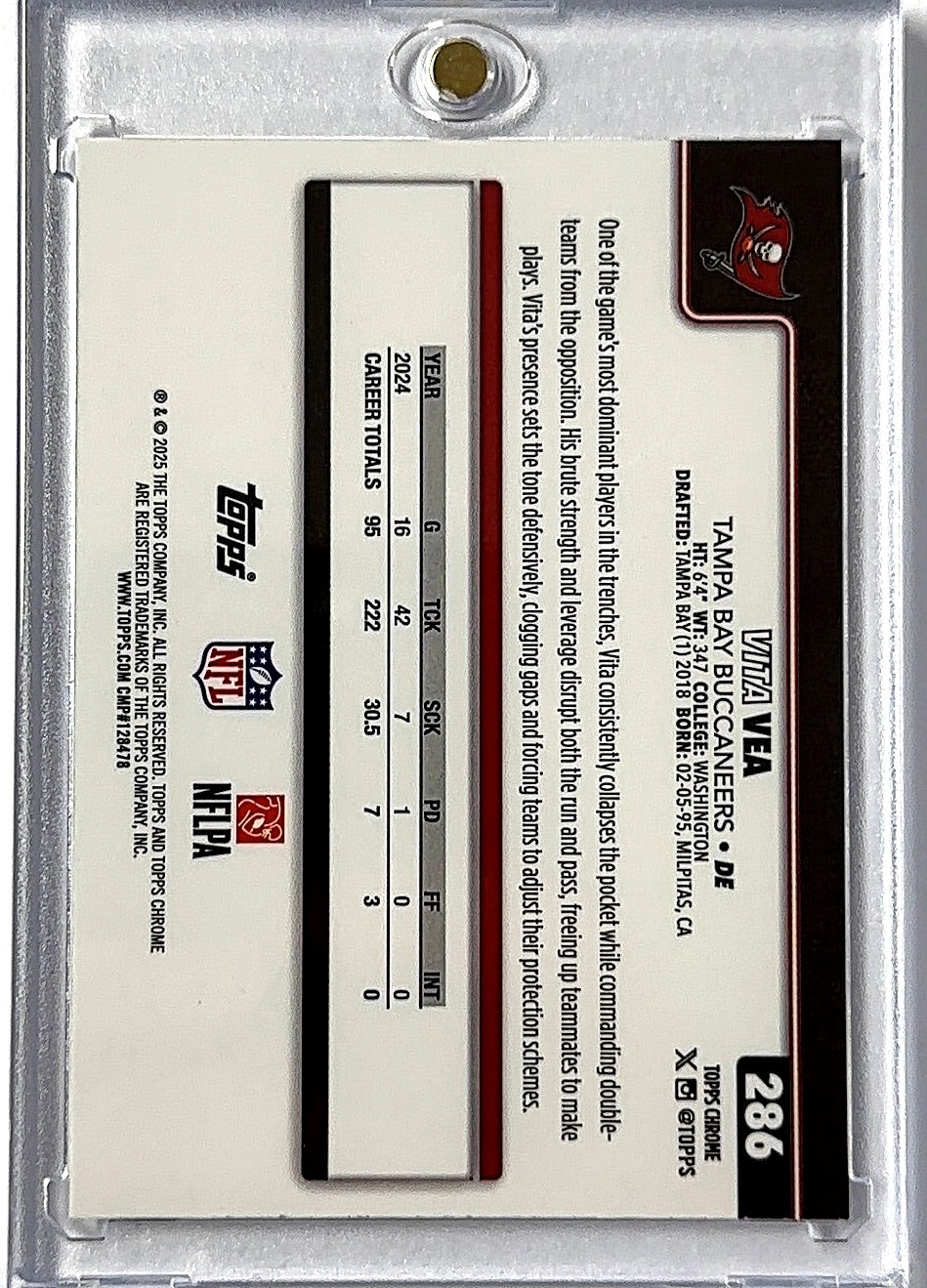 2025 Topps Chrome Vita Vea [Team Camo Variation] #286 RC — back