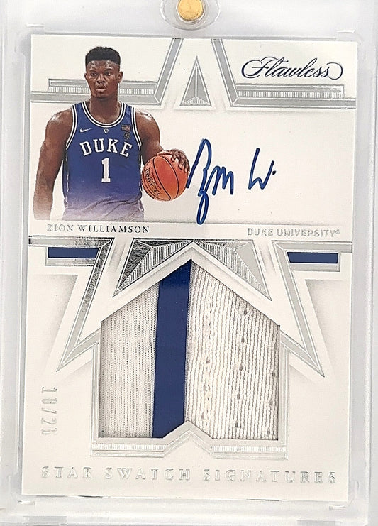 2023 Panini Prizm Draft Picks 2021 Flawless Collegiate Star Swatch Signatures Zion Williamson #SSS-ZWI /25 — front