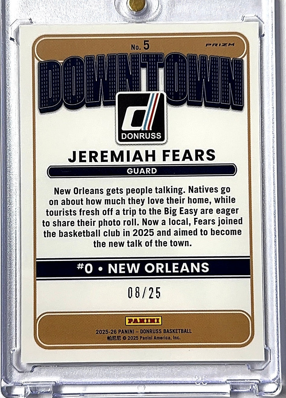 2025 Panini Donruss Downtown Jeremiah Fears [Black Pandora] #5 RC — back