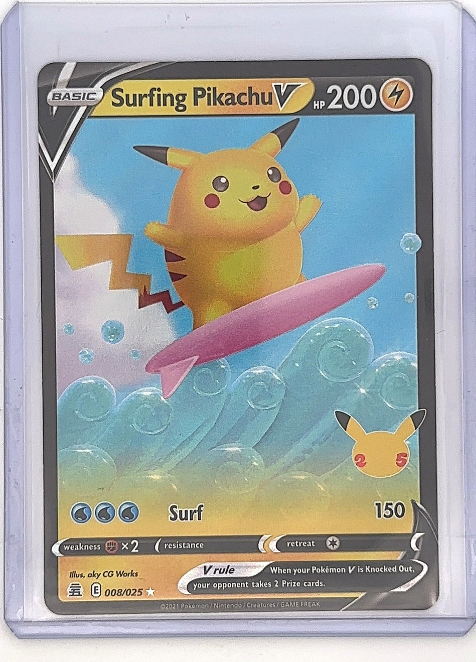Surfing Pikachu V #008/025 — front