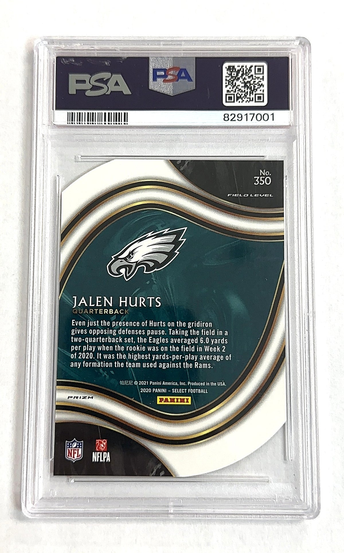 2020 Panini Select Jalen Hurts [Maroon Prizm Die Cut] #350 PSA 10 — back