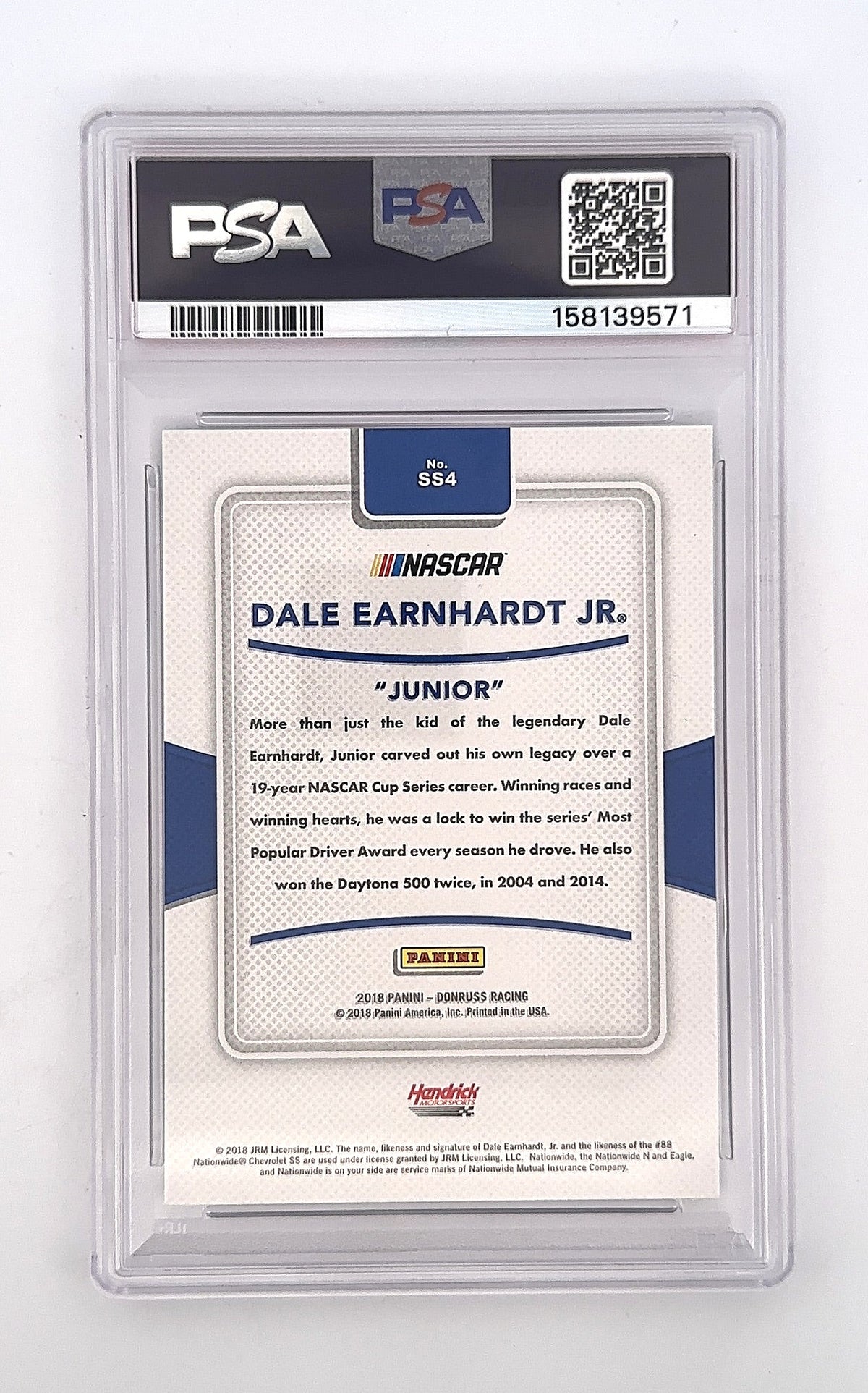 Dale Earnhardt Jr SlingShot 2018 Donruss — back