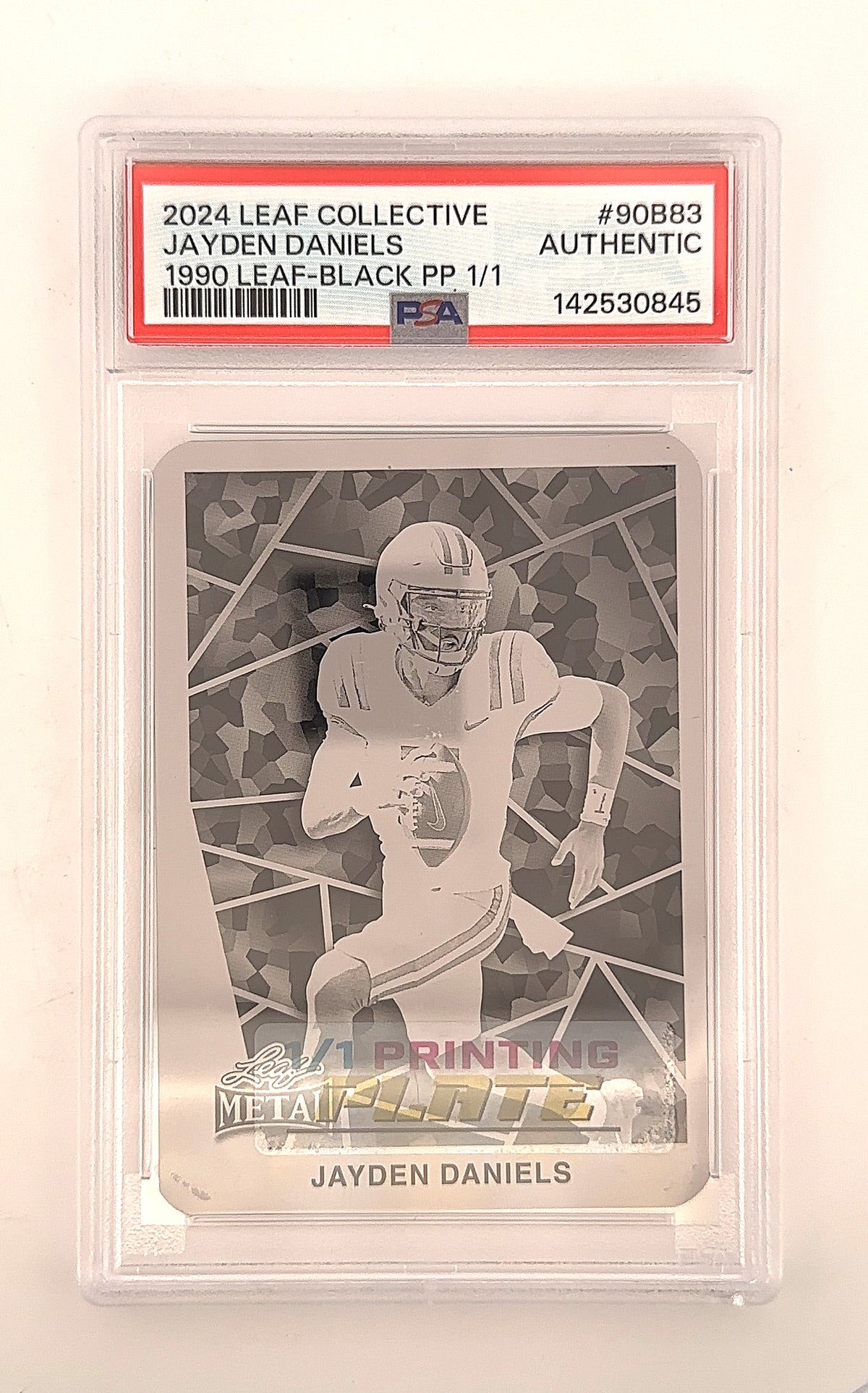 2024 Leaf Collective Jayden Daniels 1990 Leaf Black Printing Plate 1/1 — front