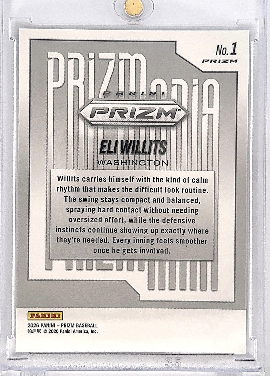 Eli Willits 2026 Prizm Prizmania — back