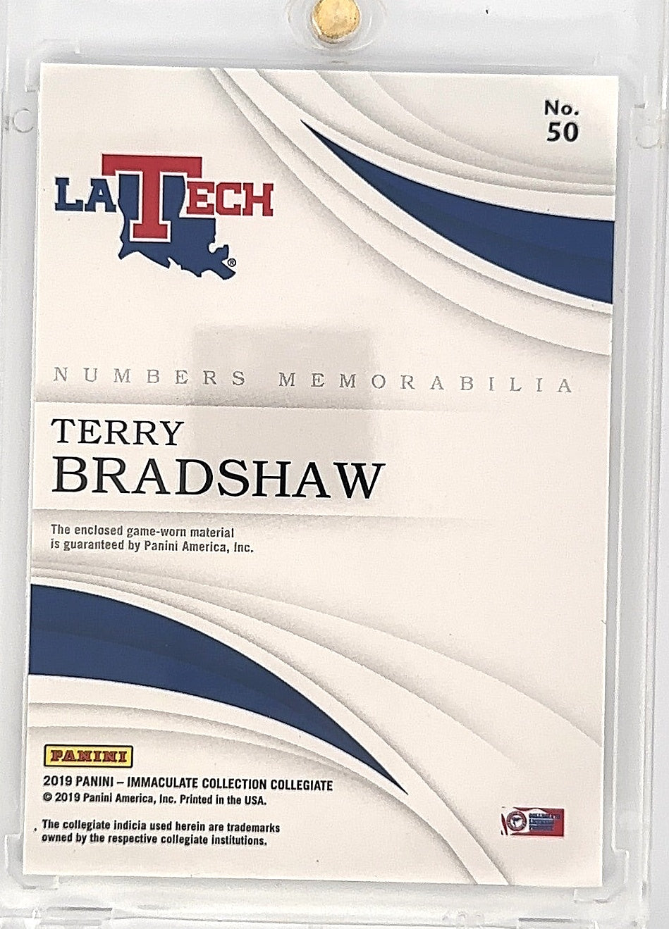 Terry Bradshaw Imaculate Patch /49 — back