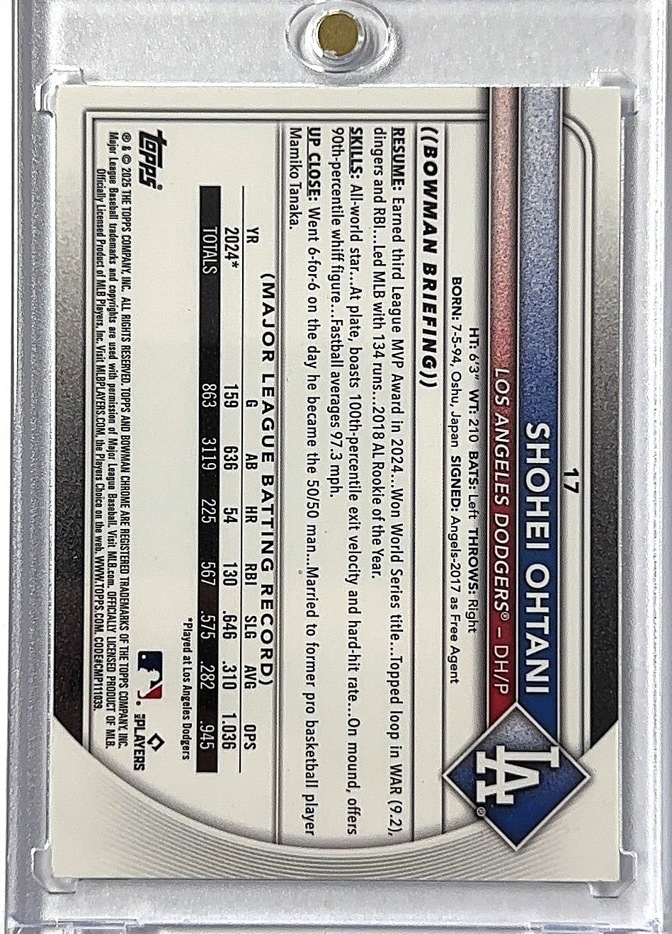 2025 Bowman Chrome Shohei Ohtani [Mojo Refractor] #17 — back