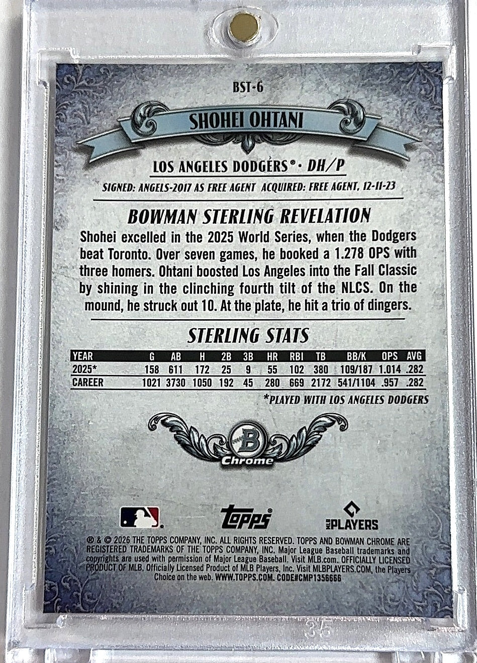 2026 Bowman Sterling Shohei Ohtani [Mojo] #BST-6 — back