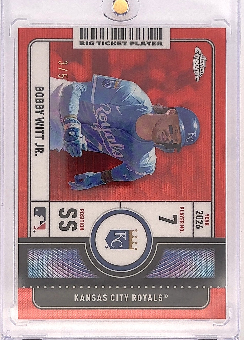 2026 Topps Chrome Big Ticket Players Bobby Witt Jr. [Red Wave Refractor] #BTP-16 — front