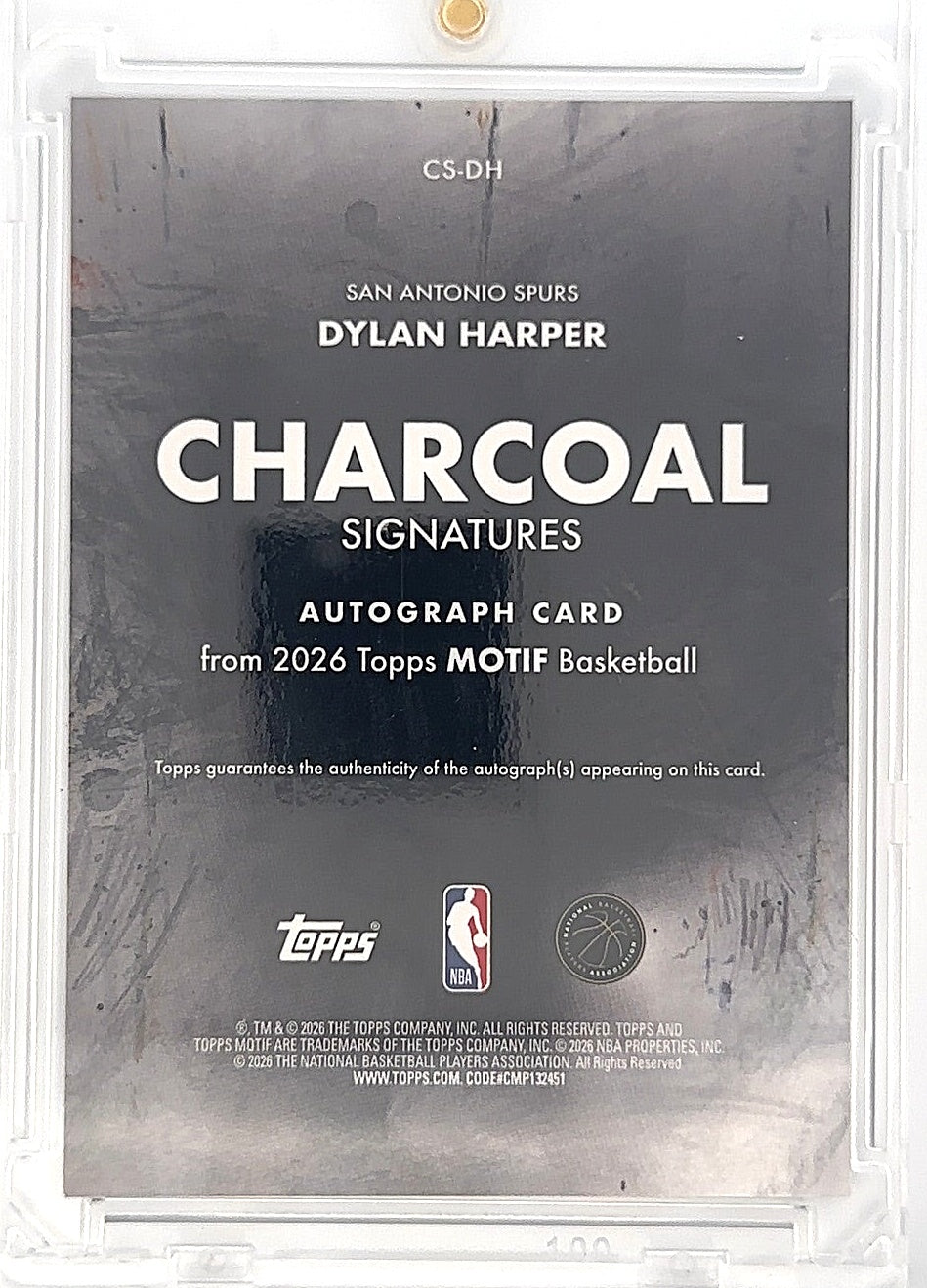 2025 Topps Motif Charcoal Signatures Dylan Harper /39 [Ultramarine Blue] #CS-DH — back
