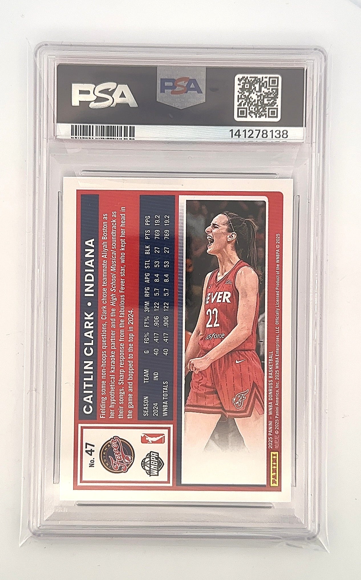 2025 Panini Donruss WNBA Caitlin Clark [Holo] #47 PSA 9 — back