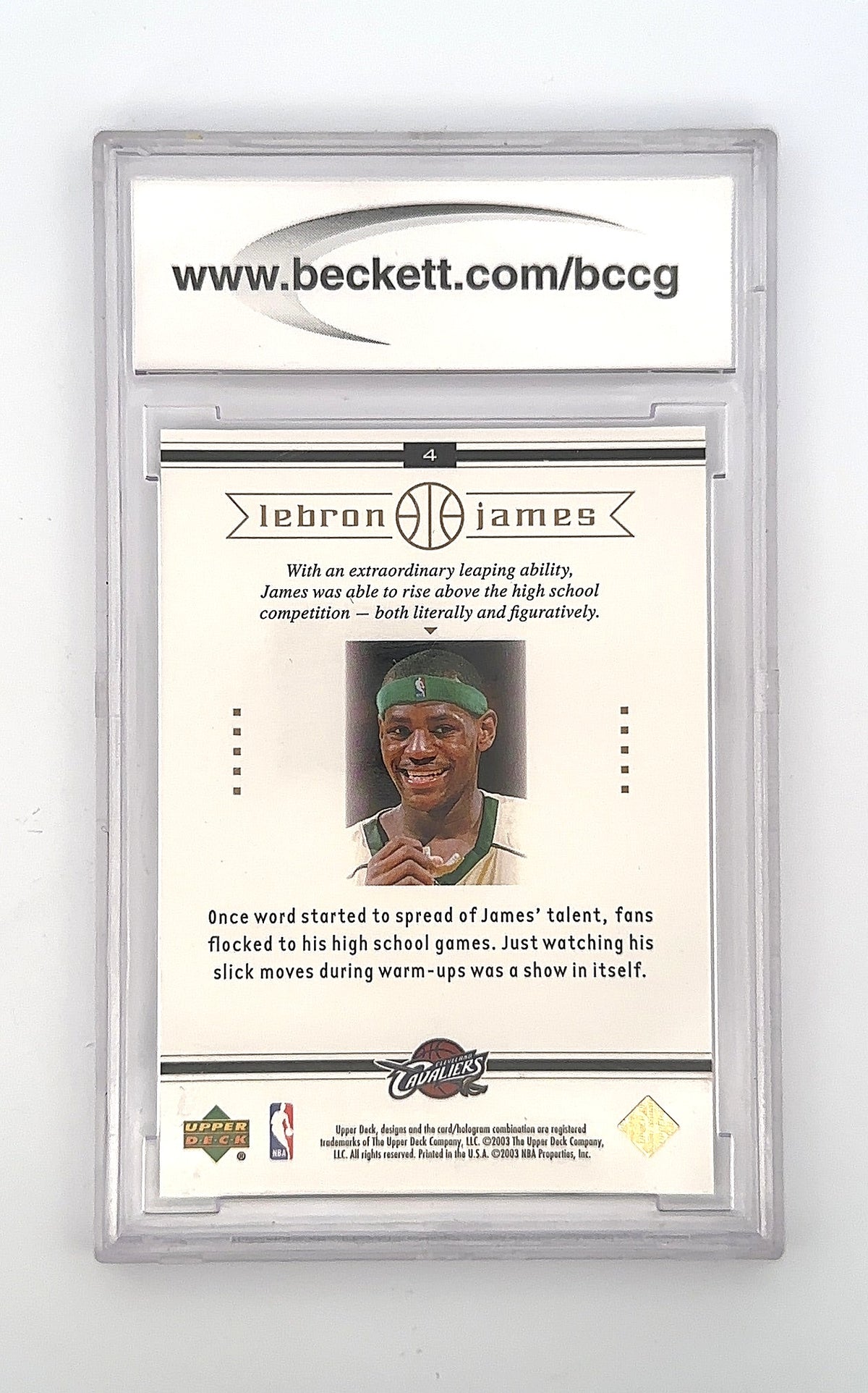 2003 Upper Deck Box Set LeBron James #4 CGC 10 — back
