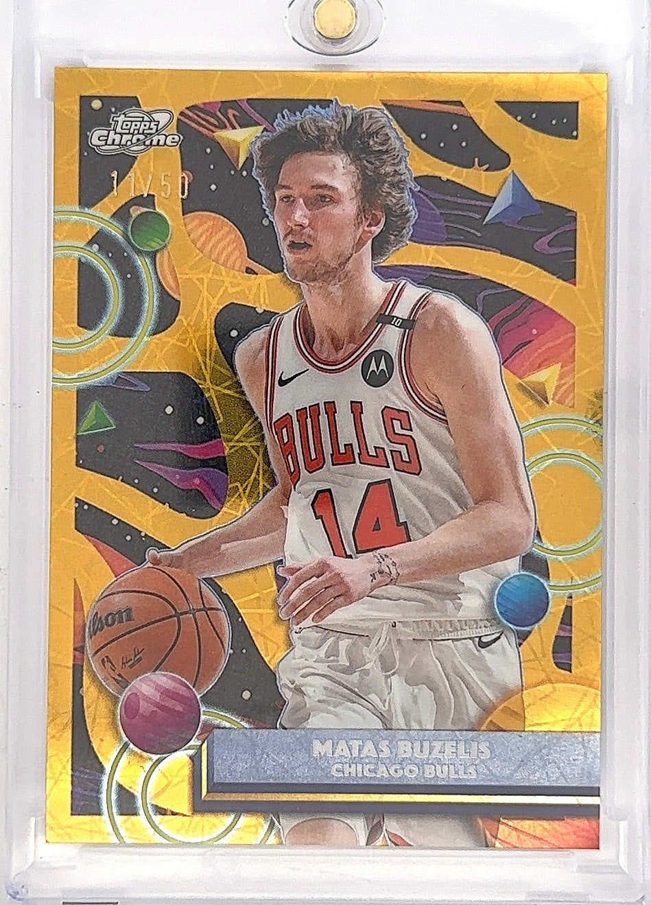 2025 Topps Cosmic Chrome Matas Buzelis Gold Laser 11/50 #55 — front