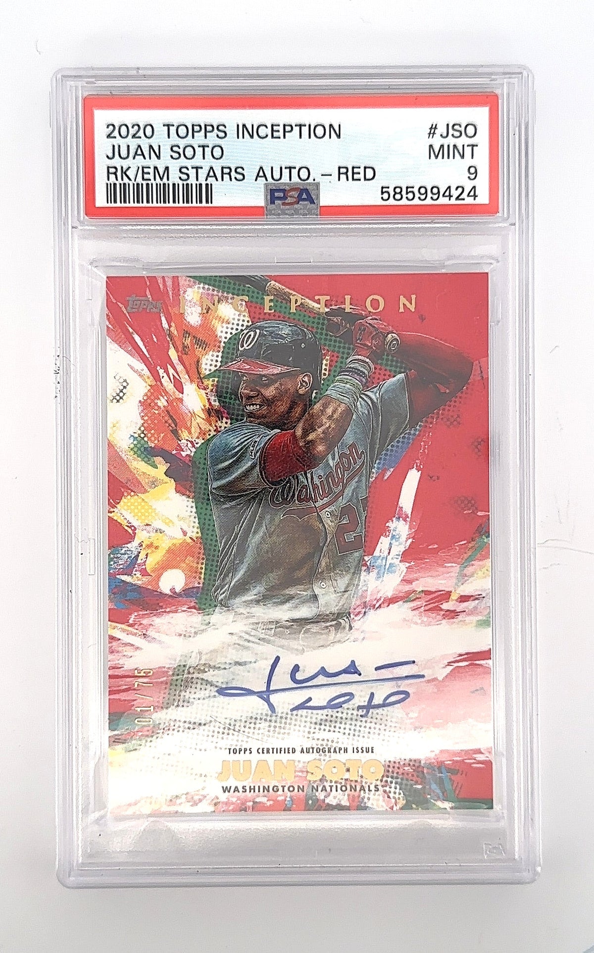 2020 Topps Inception Rookies & Emerging Stars Autographs Juan Soto #JSO PSA 9 — front