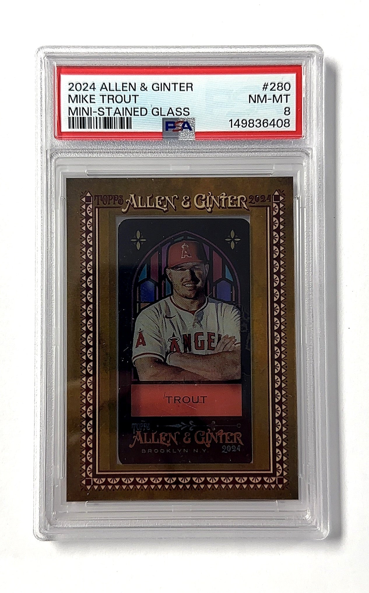 Mike Trout Allen & Ginter PSA 8 Mini Stained Glass — front