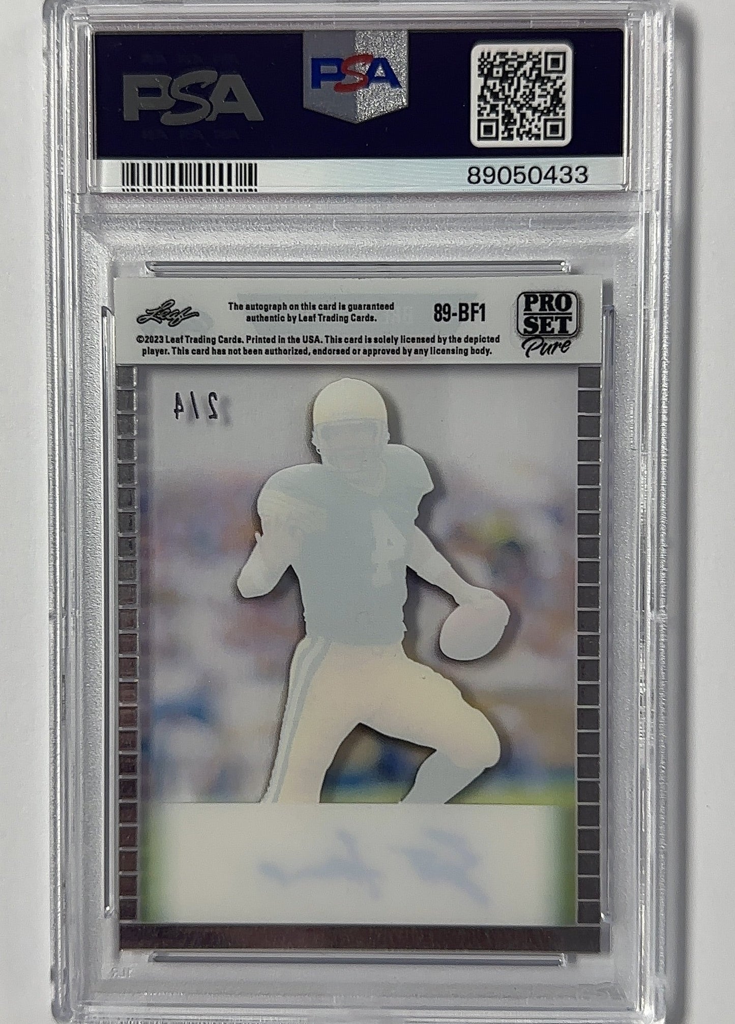 Brett Favre - PSA 9 Pro Set Pure — back
