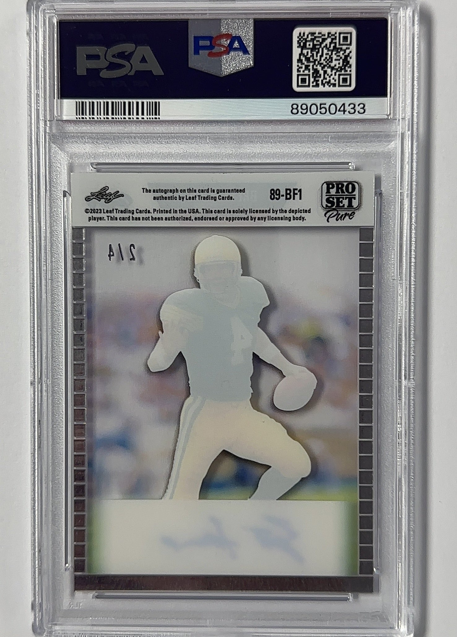 Brett Favre - PSA 9 Pro Set Pure — back