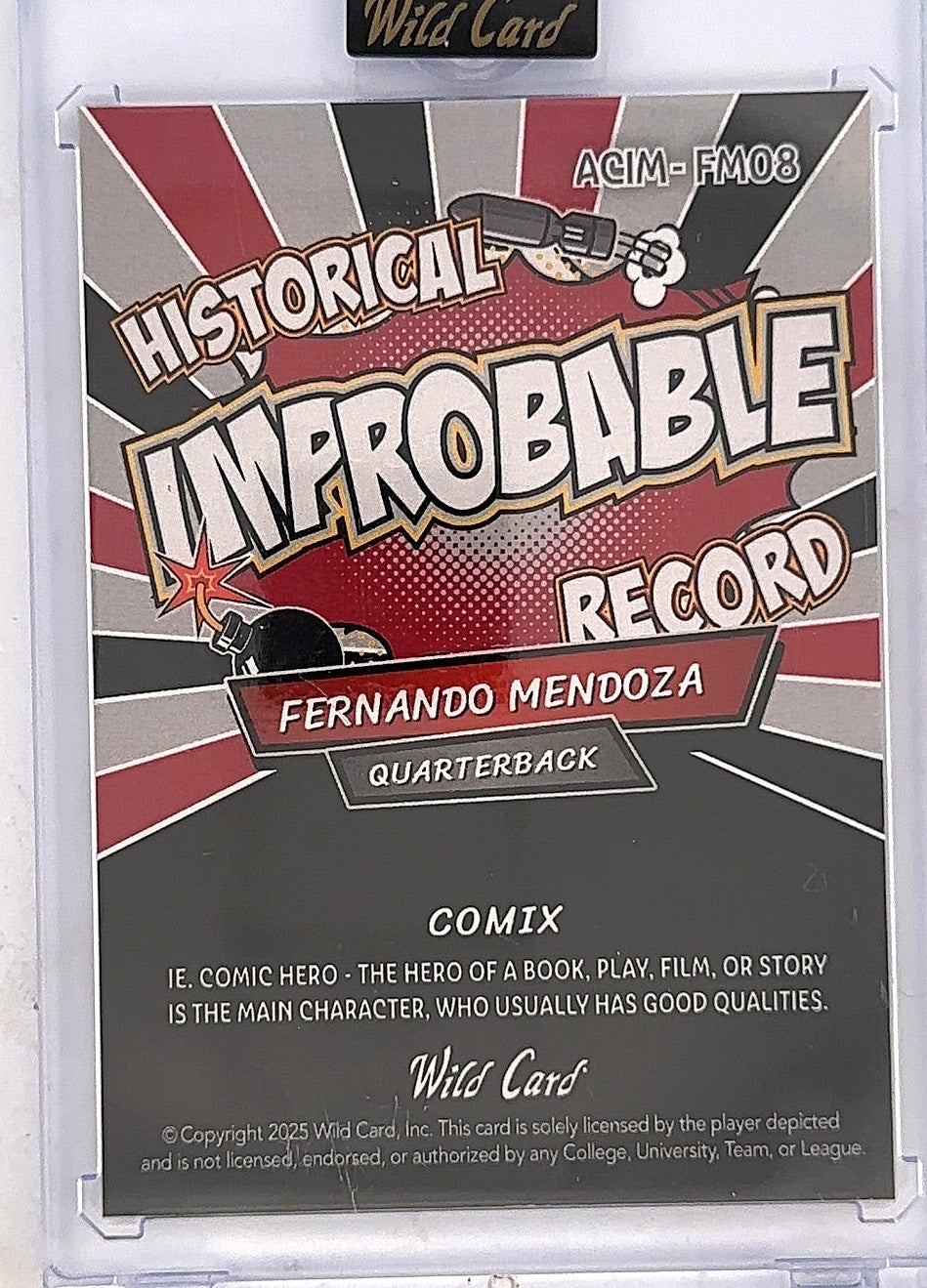 Fernando Mendoza Wild Card 1/1 — back