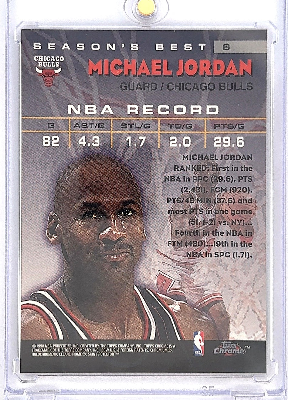 1997 Topps Chrome Season's Best Michael Jordan [Refractor] #6 — back