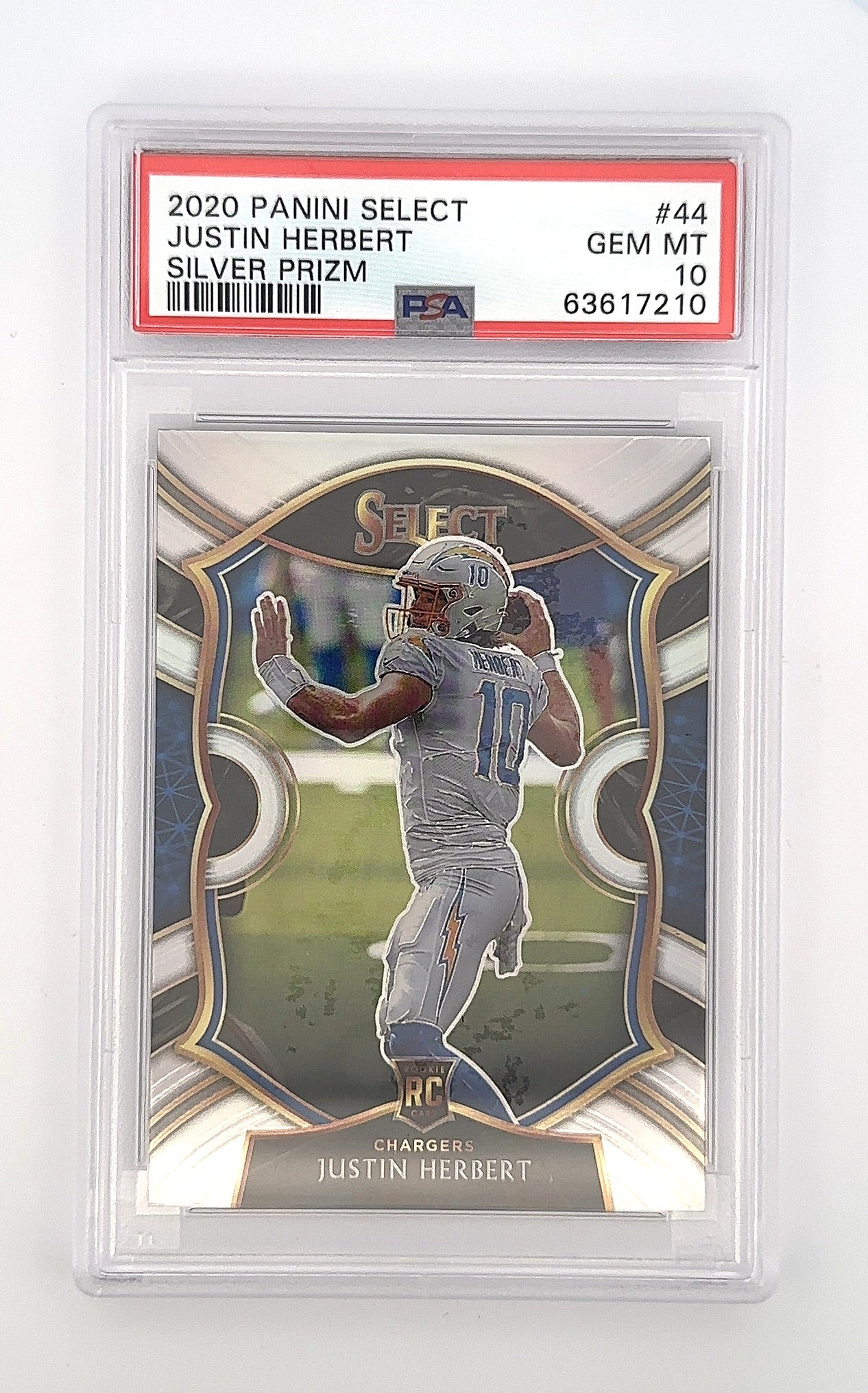 2020 Panini Select Justin Herbert [Silver Prizm] #44 PSA 10 — front