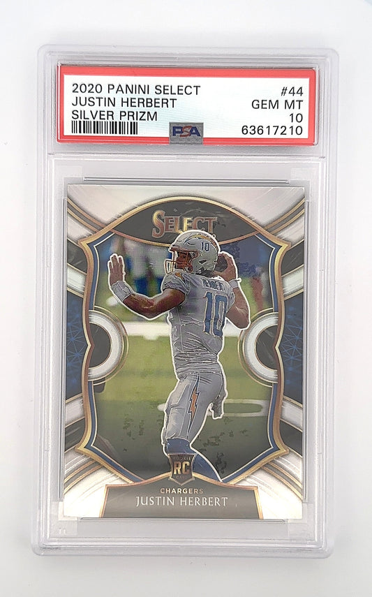 2020 Panini Select Justin Herbert [Silver Prizm] #44 PSA 10 — front