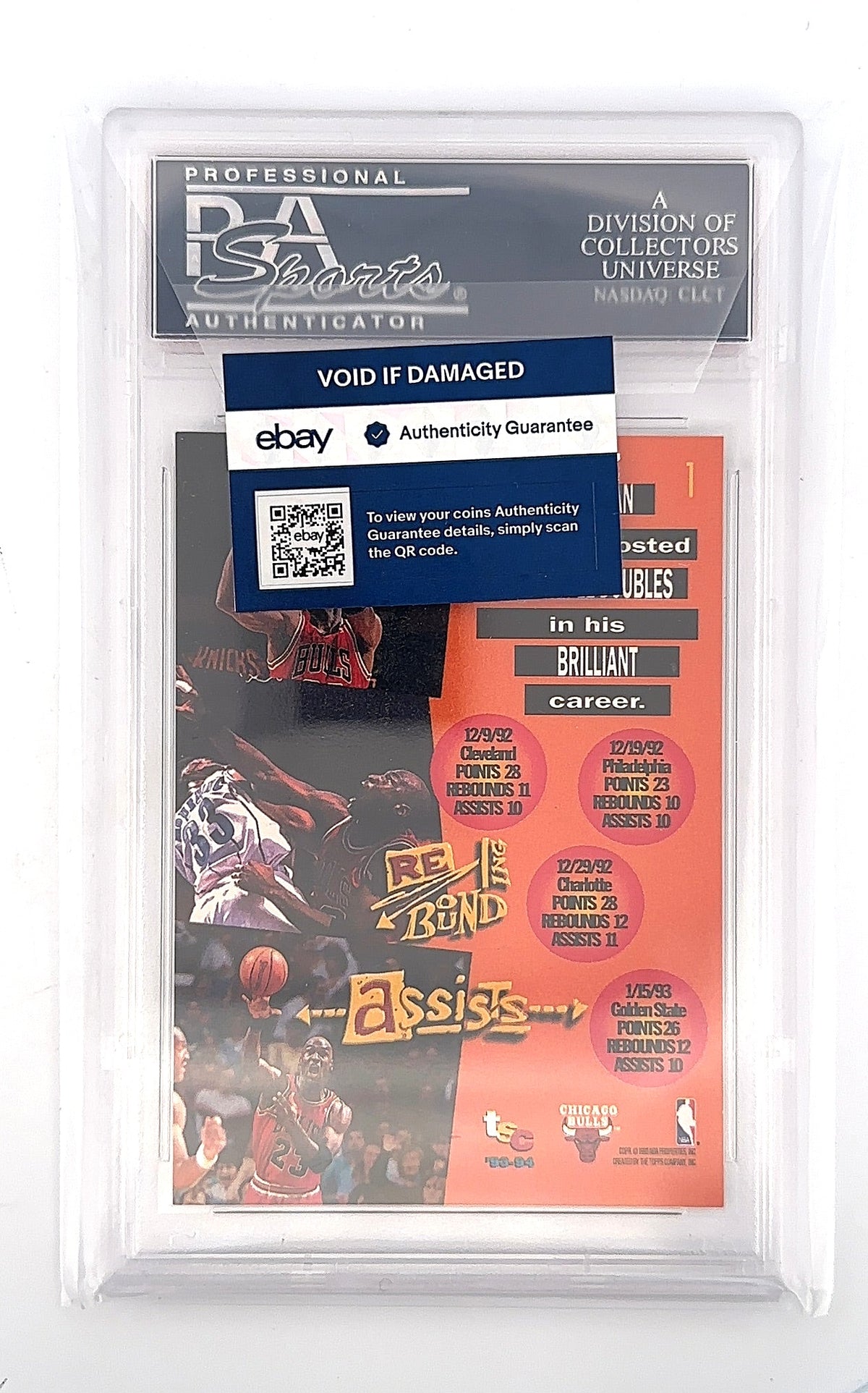 1993 Stadium Club Promo Michael Jordan #1 PSA 10 — back