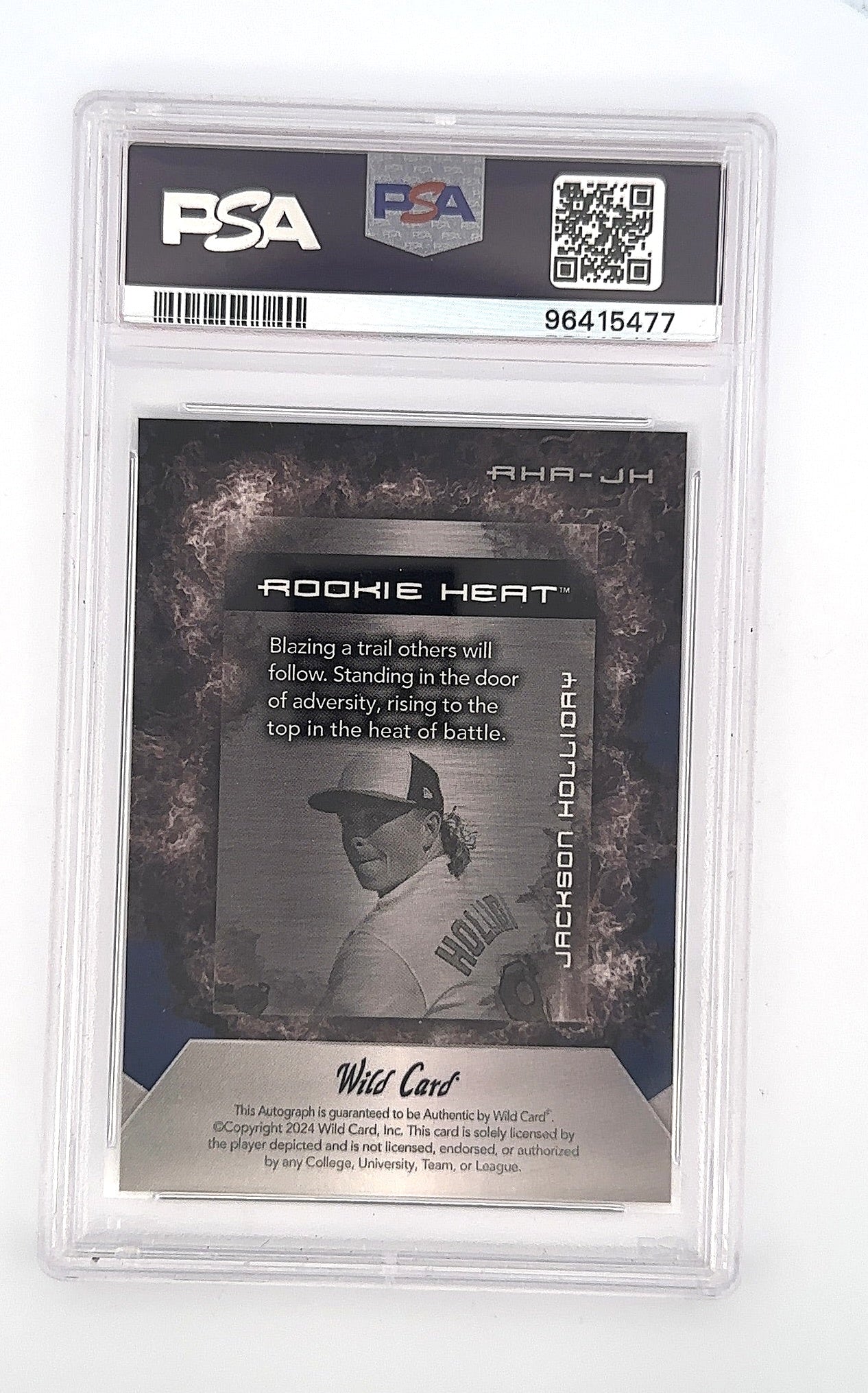 Jackson Holliday 2024 Wild Card Rookie Heat Auto PSA GEM MT 10 — back