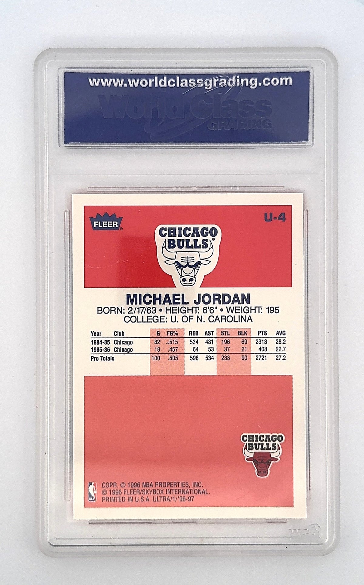 1996 Ultra Decade Michael Jordan #U-4 — back