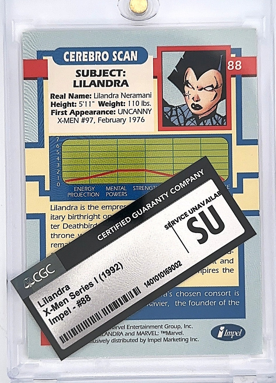 1992 Lilandra X-Men Series Impel #188 — back