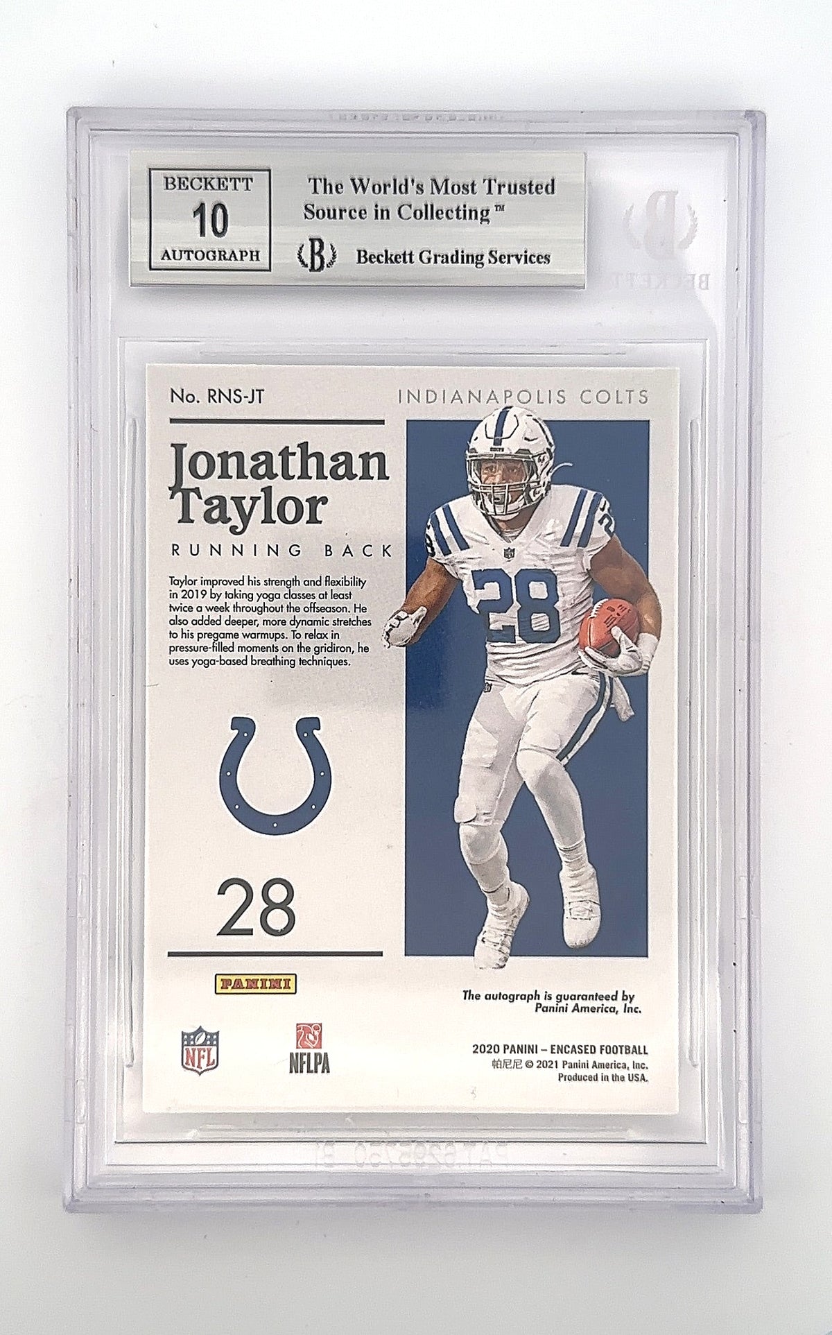Jonathan Taylor 2020 Rookie Notable Signatures Ruby /10 BGS MINT 9 — back