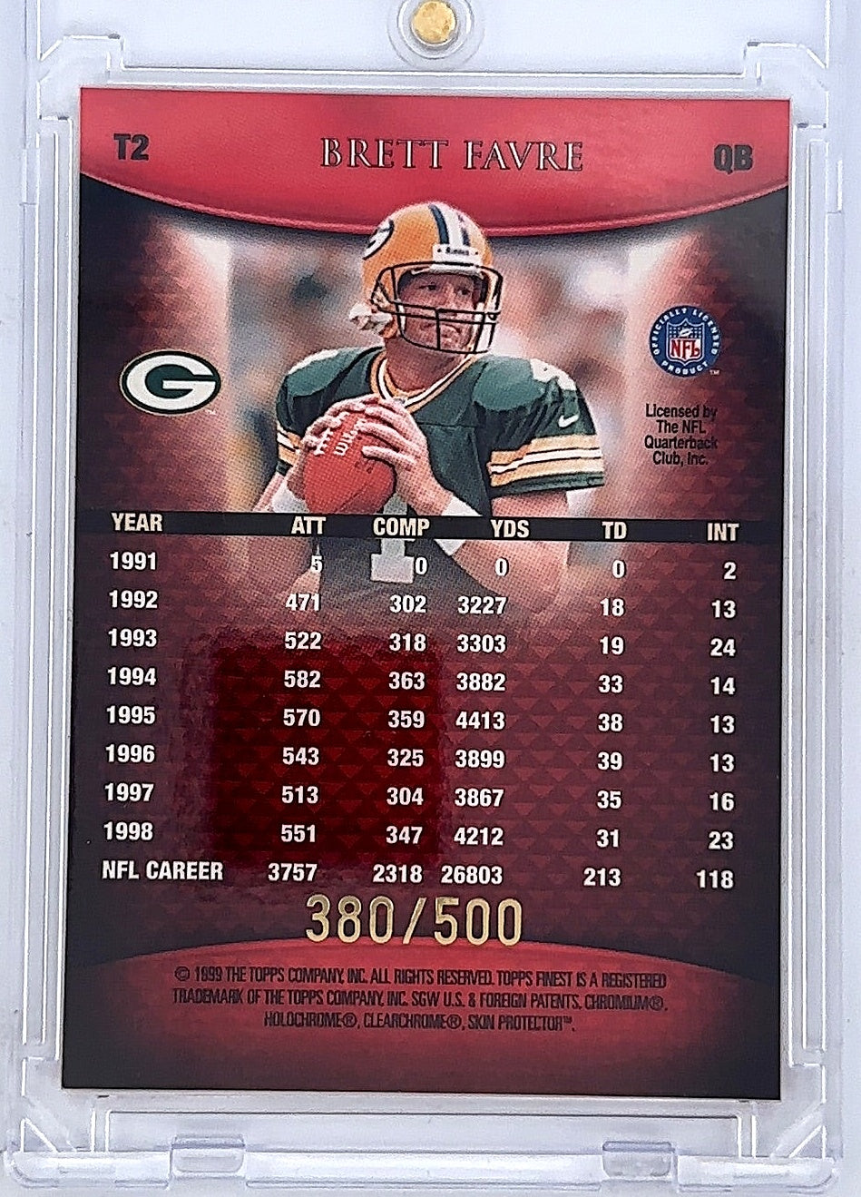 Brett Favre Topps 1999 380/500 — back