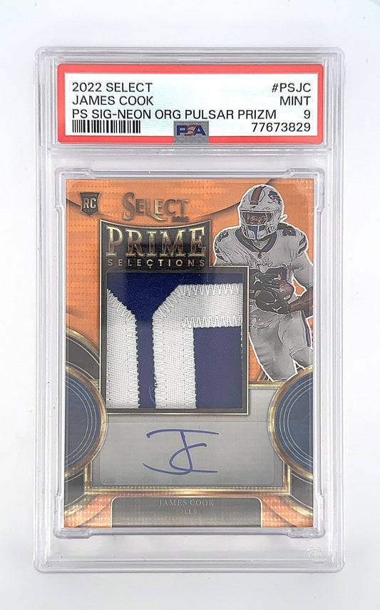 2022 James Cook Select Prime Selections Jumbo Patch Auto /30 [Neon Orange Pulsar] — front