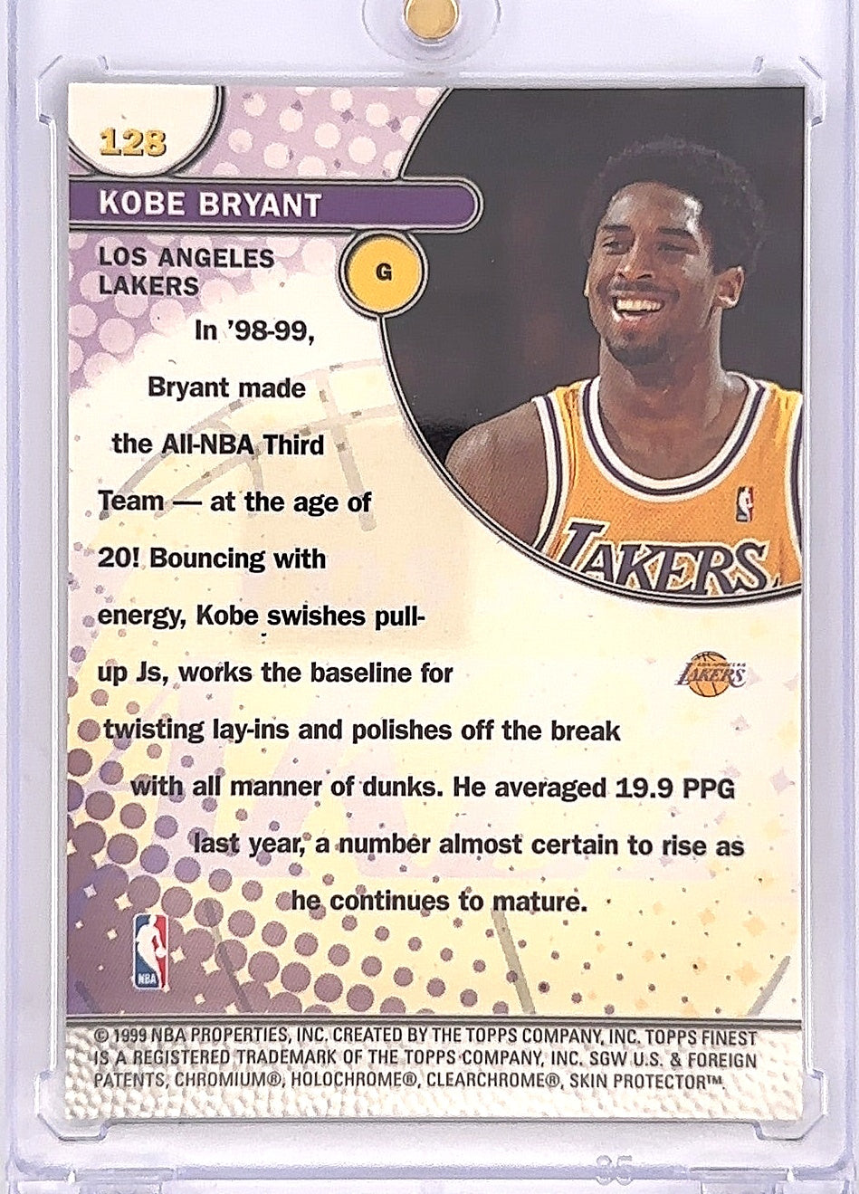 1999 Finest Kobe Bryant [w/ Coating] #128 — back