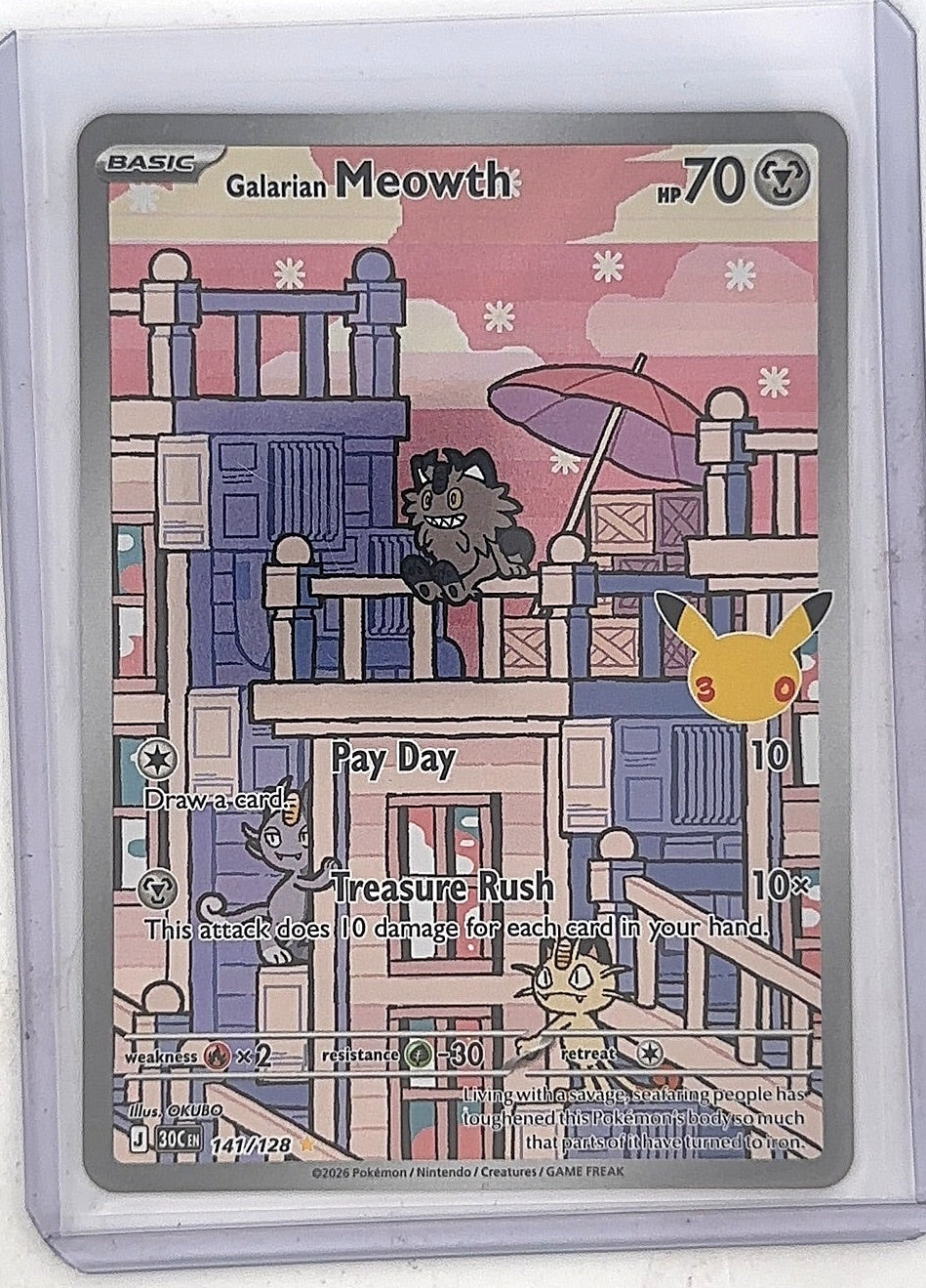 Galarian Meowth - 141/128 #141/128 — front
