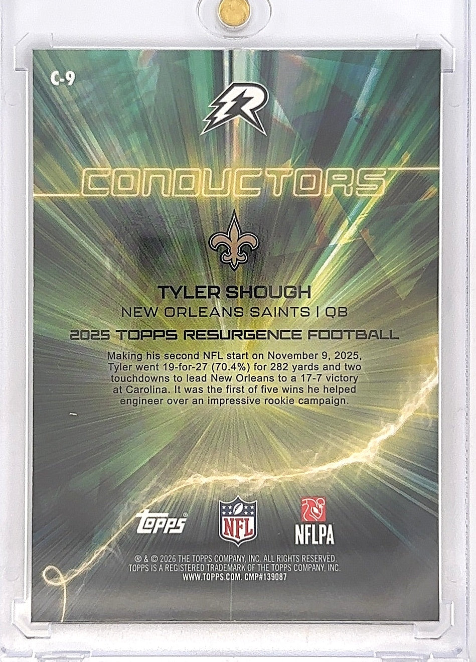 2025 Topps Resurgence Conductors Tyler Shough [Crimson Surge] #C-9 — back