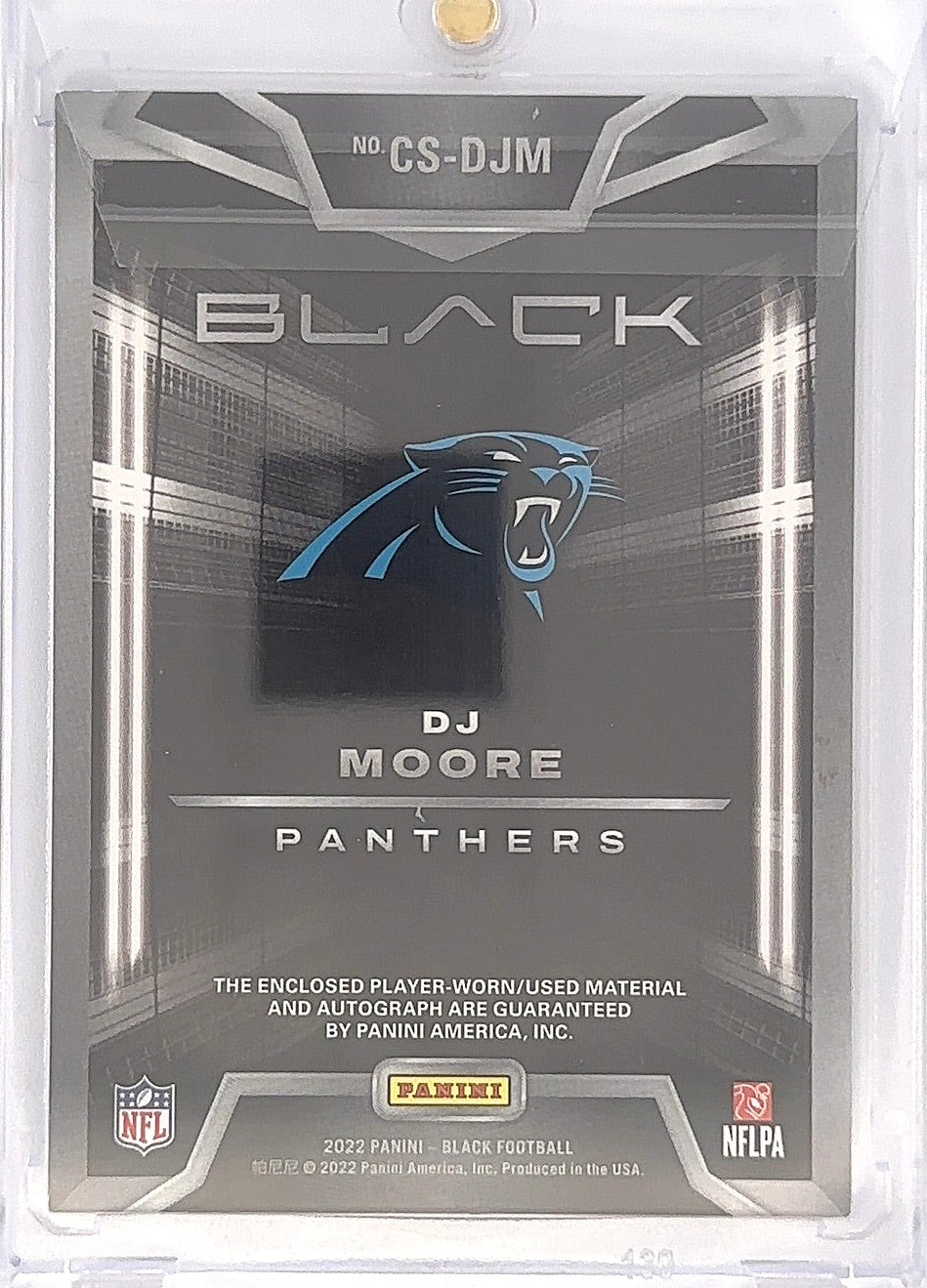 2022 DJ Moore Panini Black Capstones Quad Patch On Card Auto /50 CS-DJM — back