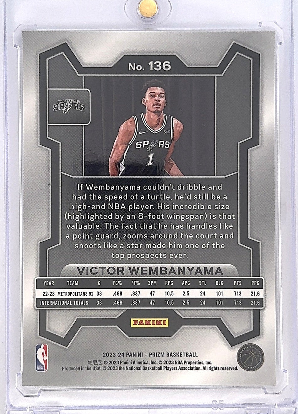 2023 Panini Prizm Victor Wembanyama #136 — back