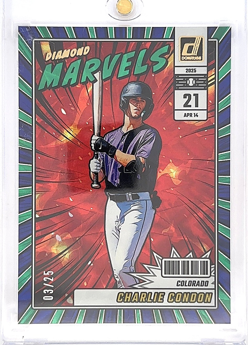 2025 Panini Donruss Diamond Marvels Charlie Condon [Green Xplosion] #7 — front