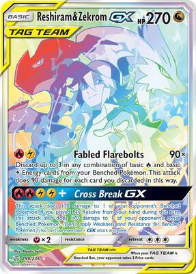 Reshiram & Zekrom GX (Secret) #259/236 — stock