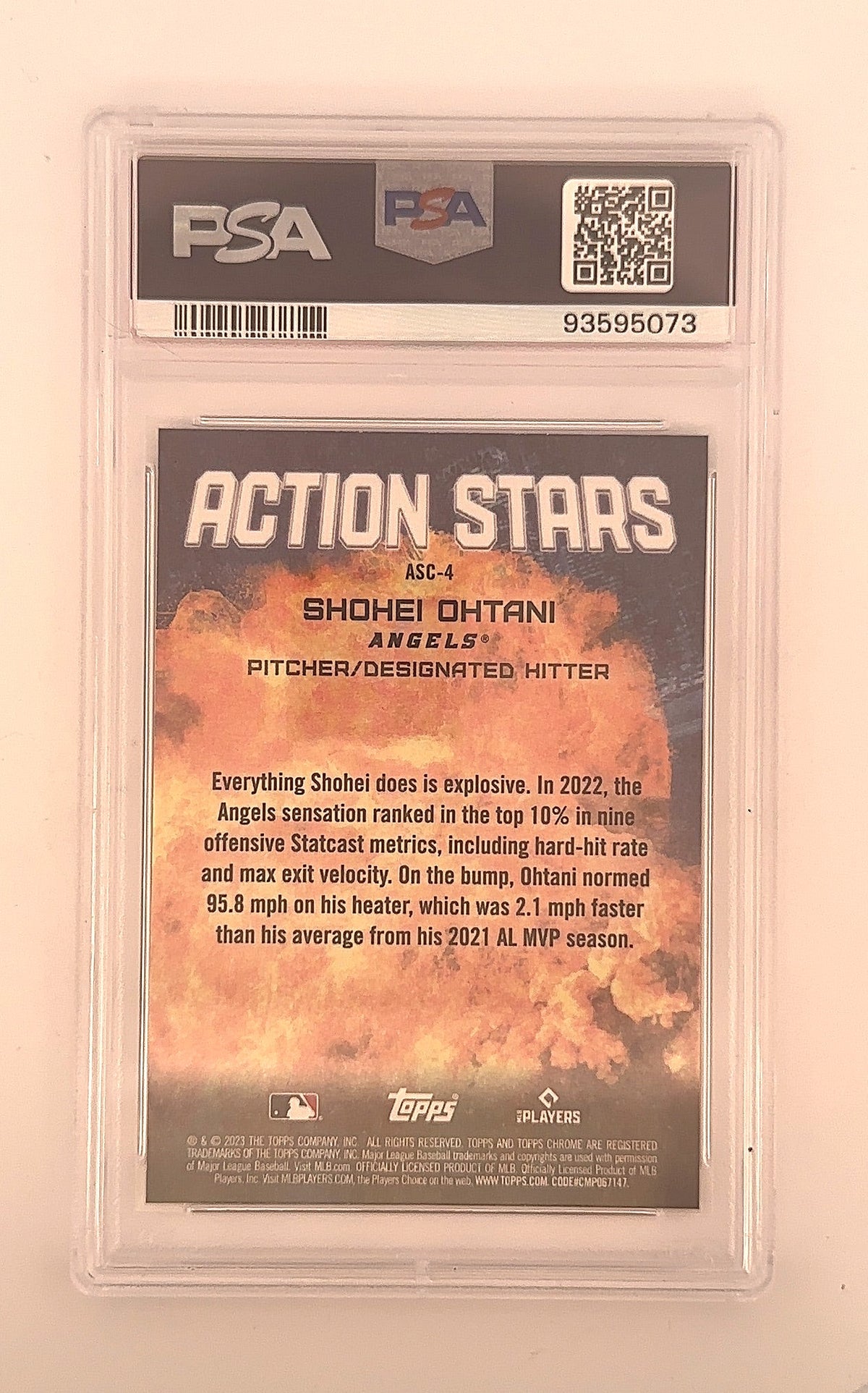 2023 Topps Chrome Update Action Stars Shohei Ohtani #ASC-4 PSA 9 — back