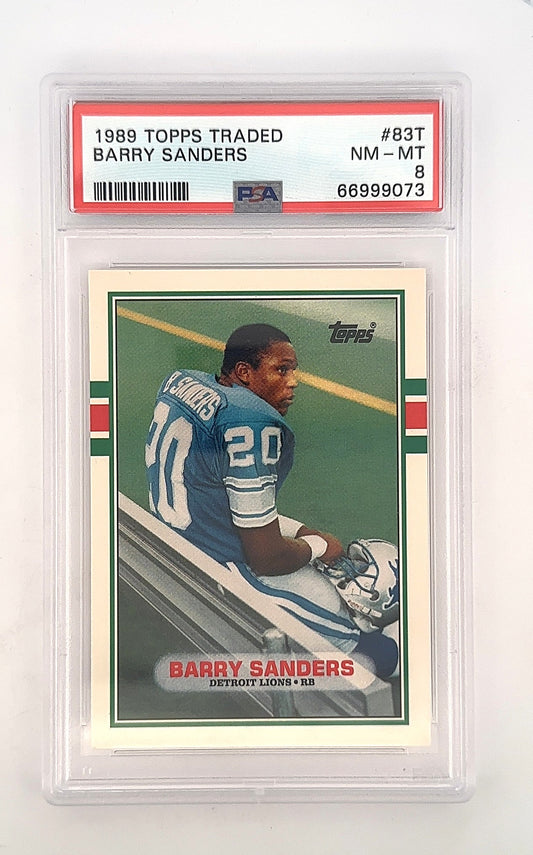 Barry Sanders 1989 Topps Traded PSA NM-MT 8 — front