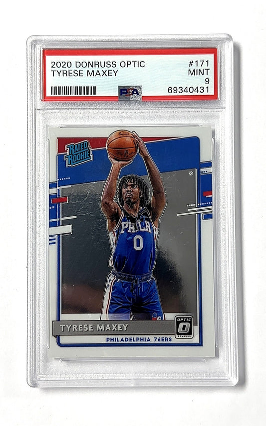 2020 Panini Donruss Optic Tyrese Maxey #171 RC PSA 9 — front