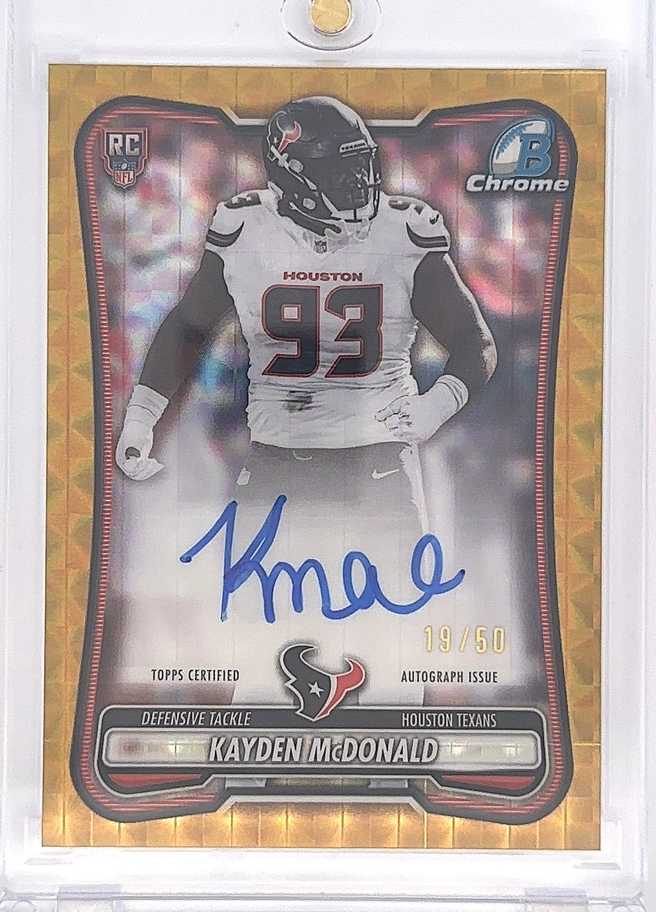 2026 Bowman Chrome Rookie Autograph NFL Kayden McDonald [Gold Geometric] #BCRA-KM — front