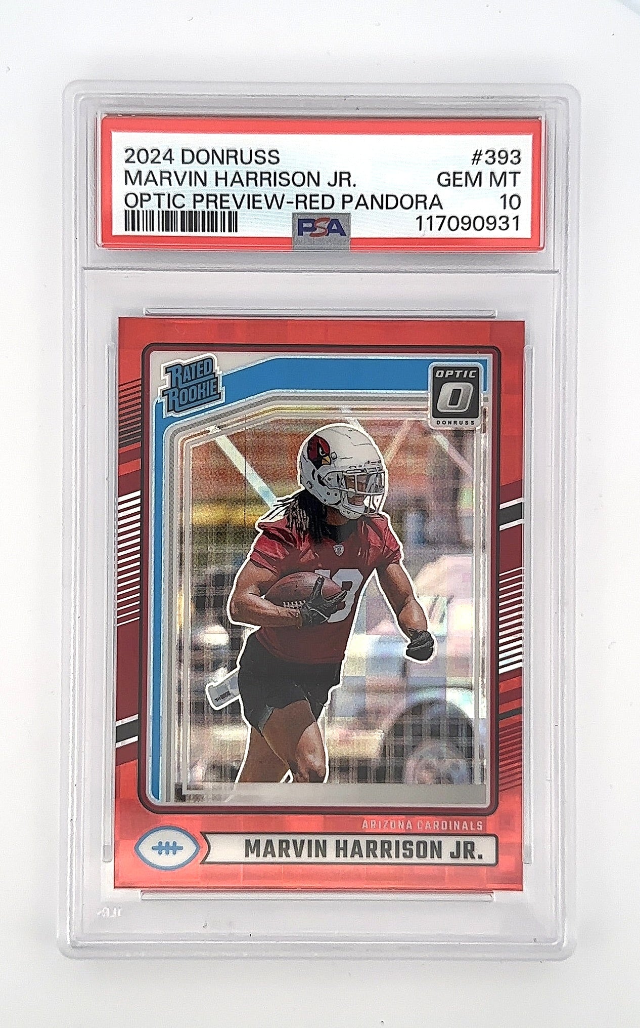 2024 Panini Donruss Marvin Harrison Jr. [Red Pandora Optic] #393 PSA 10 — front