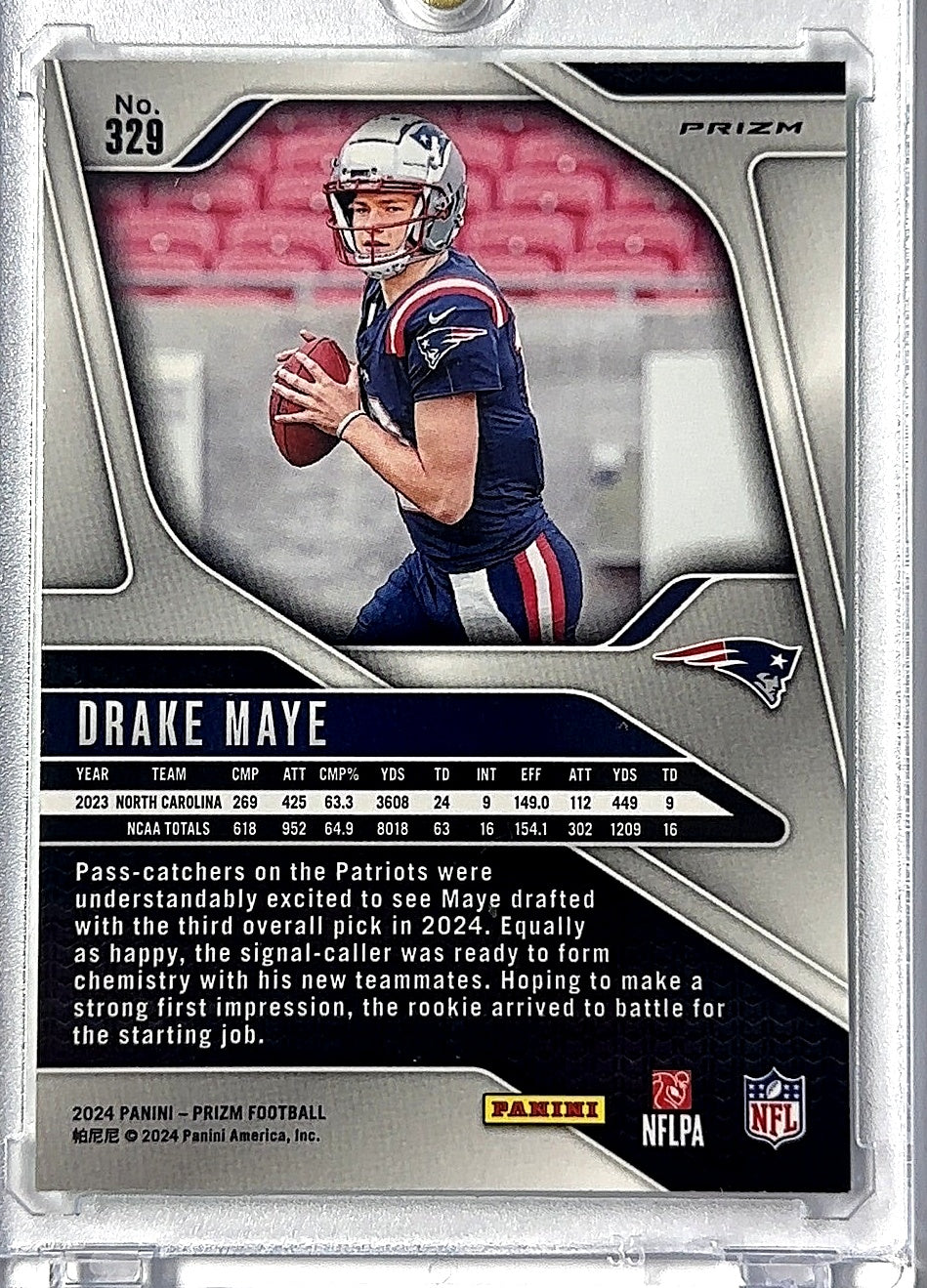 Drake Maye Prizm Green Pulsar — back