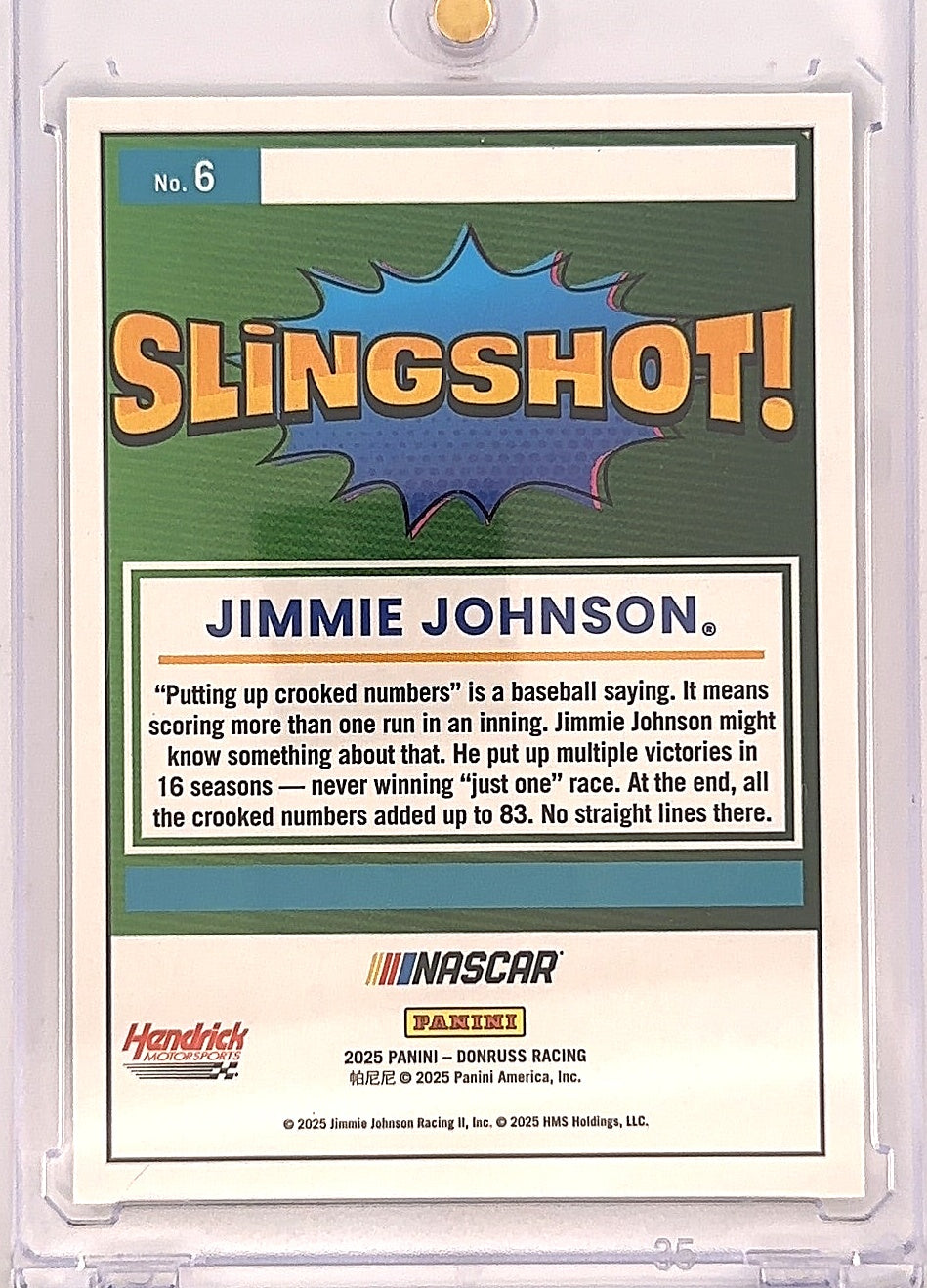 Racing Cards 2025 Panini Donruss NASCAR Slingshot Jimmie Johnson #6 — back