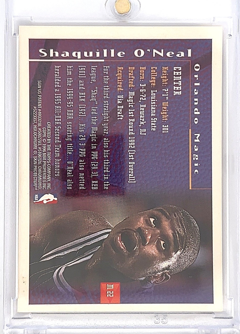 1995 Finest Mystery Shaquille O'Neal [Borderless] #M22 — back