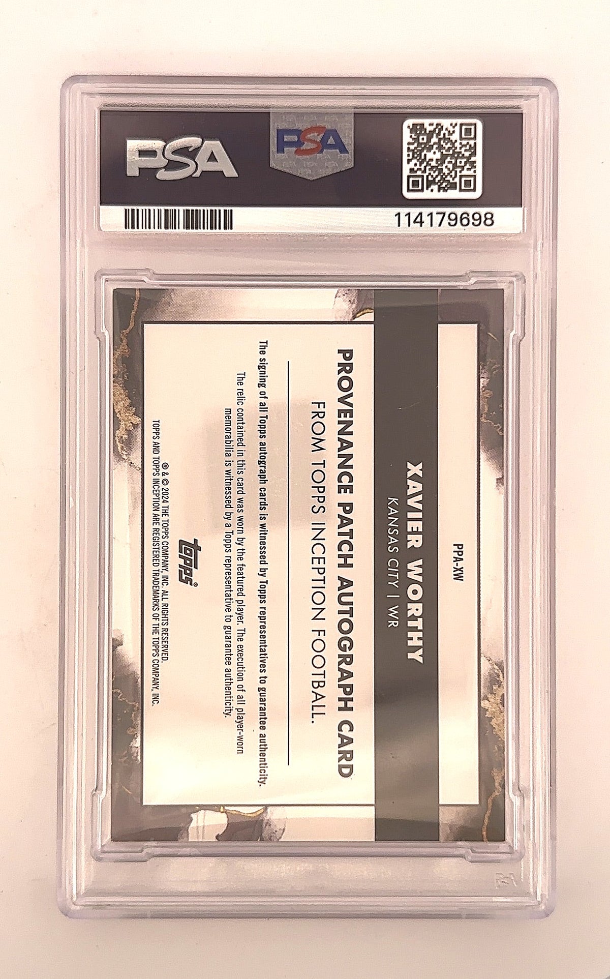 2024 Topps Inception Provenance Patch Autograph Xavier Worthy [Magenta] #PPA-XW PSA AUTHENTIC AUTO 10 — back
