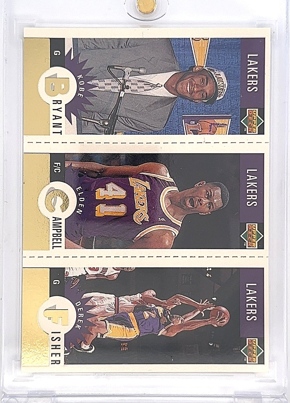 1996 Collector's Choice Lakers Team Set Bryant, Campbell, Fisher, Gold RC #L1 — front