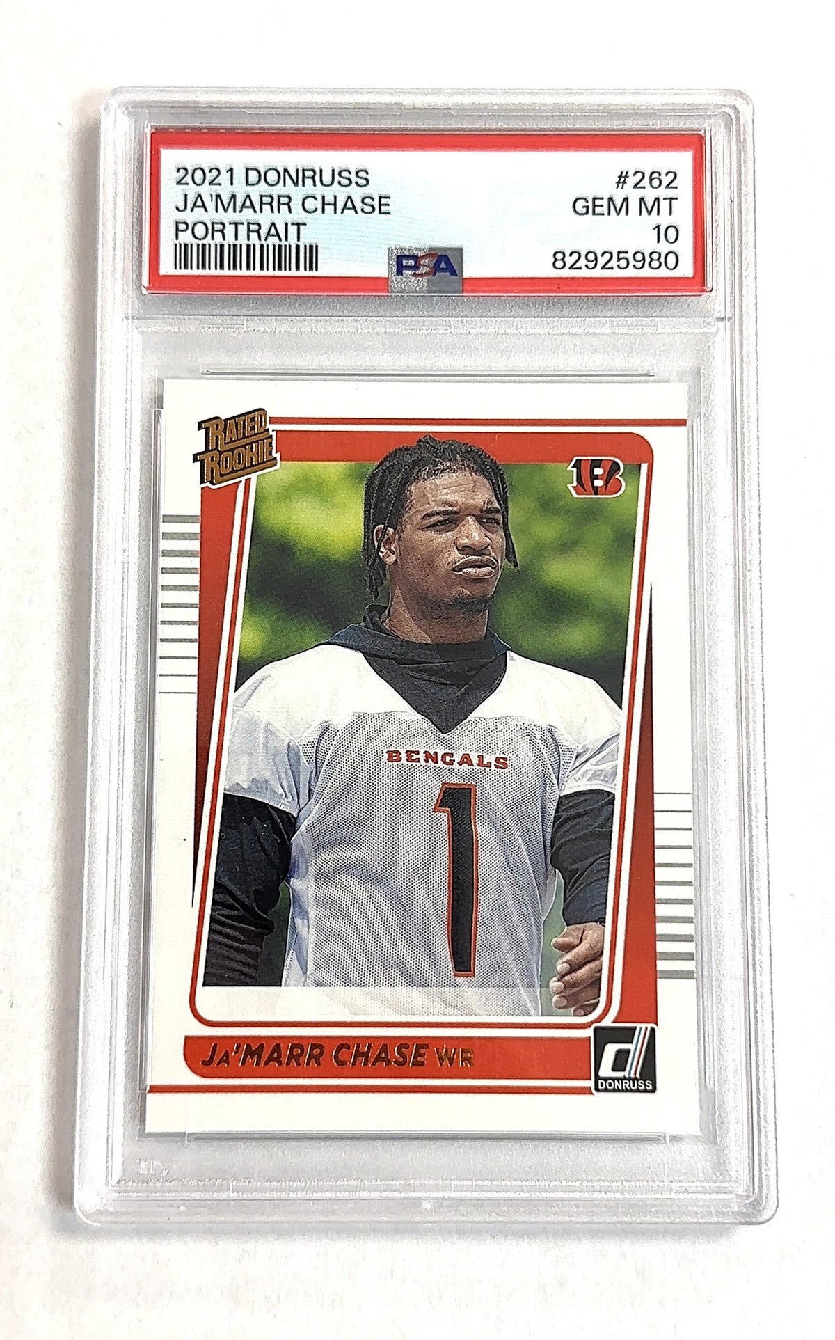 2021 Panini Donruss Ja'Marr Chase [Portrait] #262 PSA 10 — front